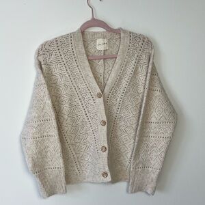 Easy Clothes Beige Xavier Cardigan With Gold Flower Buttons